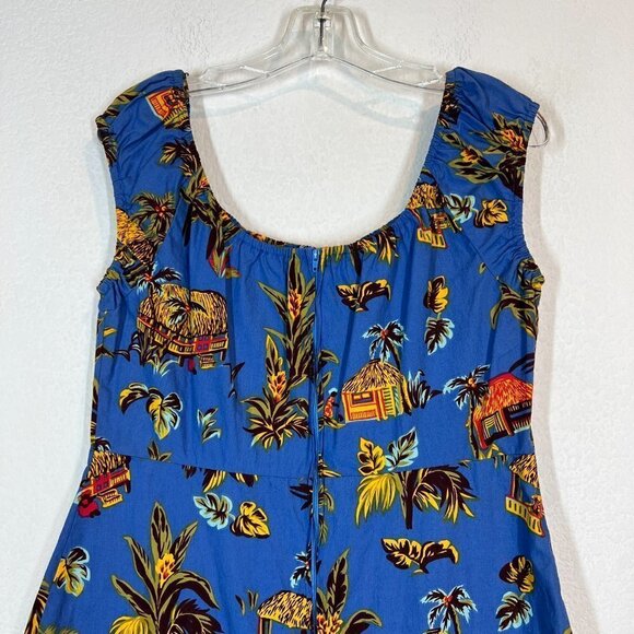 Vintage Hilo Hattie Hawaiian Dress Blue Tropical Hawaii Retro Medium - Picture 4 of 9